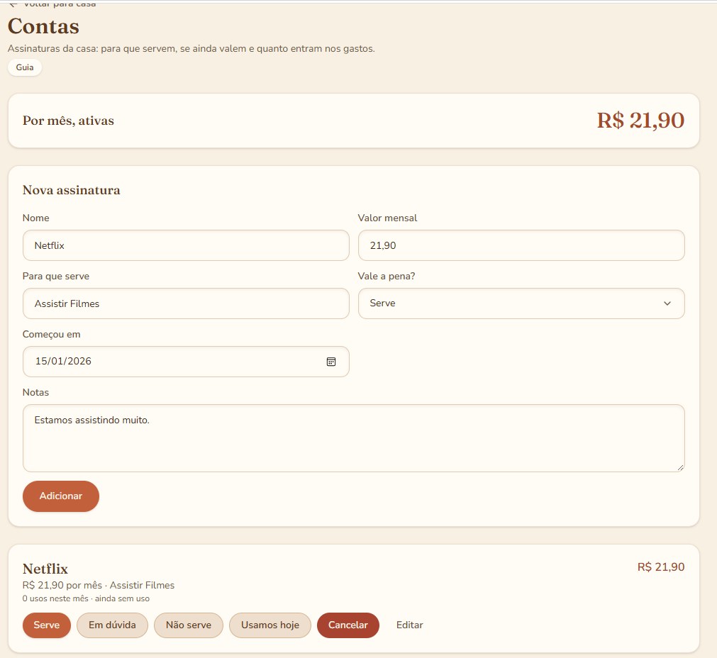 Controle de assinaturas e contas da casa no MyHome